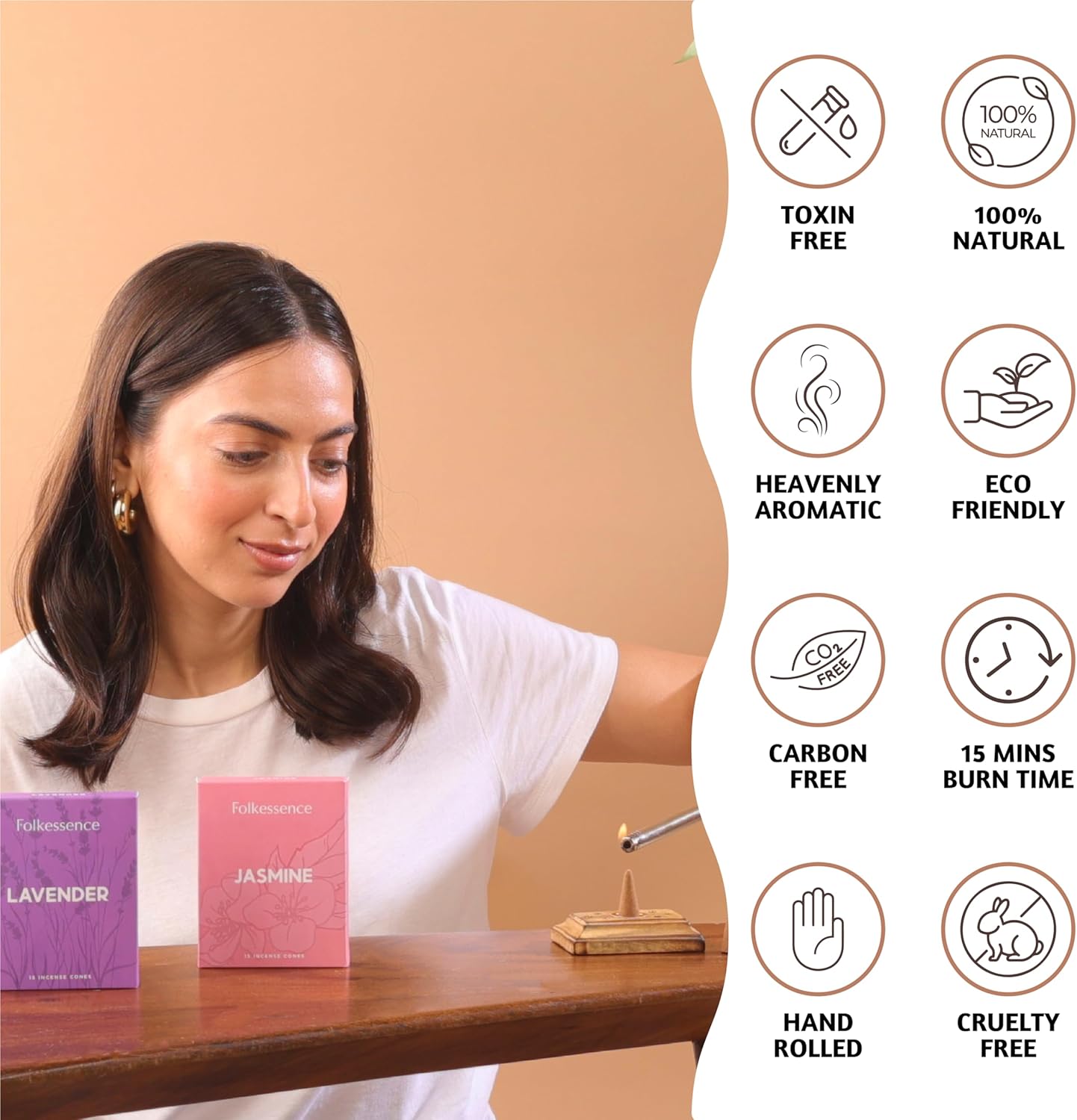 Folkulture Incense Cones Scented | Set of 2 Inscents-Cones (30 Cones) | Lavender & Jasmine | Variety Pack Insence Cones for Relaxation and Meditation | Isenses for Gifts for Her