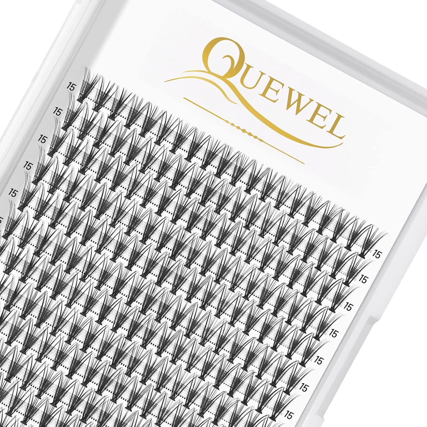 QUEWEL Cluster Lashes 240Pcs Individual Lashes 20D 0.07C Curl 15mm Knot-Free Lash Extensions Clusters Lashes Soft&Natural False Eyelashes Individual DIY Eyelash Extension at Home(20D 0.07C 15)