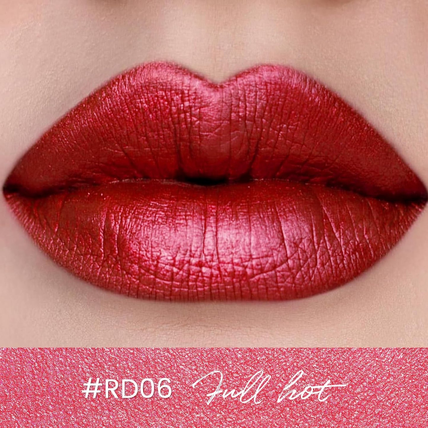 FOCALLURE Metallic Liquid Lipstick,Non Stick Cup Lip Gloss,High Impact Lip Color with Transfer-proof Wear,Long Lasting & Waterproof Lipstick Makeup for Women,RD06 FULL HOT