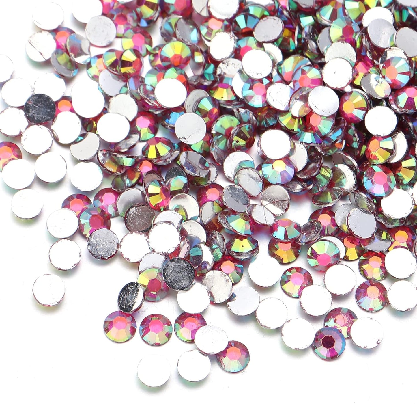 Multi Size 3mm 4mm 5mm Rhinestones Set for Nails Crafts Pink Non Hotfix Rhinestones Nail Gems Rhinestone AB Color&Round Flat Back Resin Rhinestone for Makeup Clothes Shoes Eyes Bottles Crafts