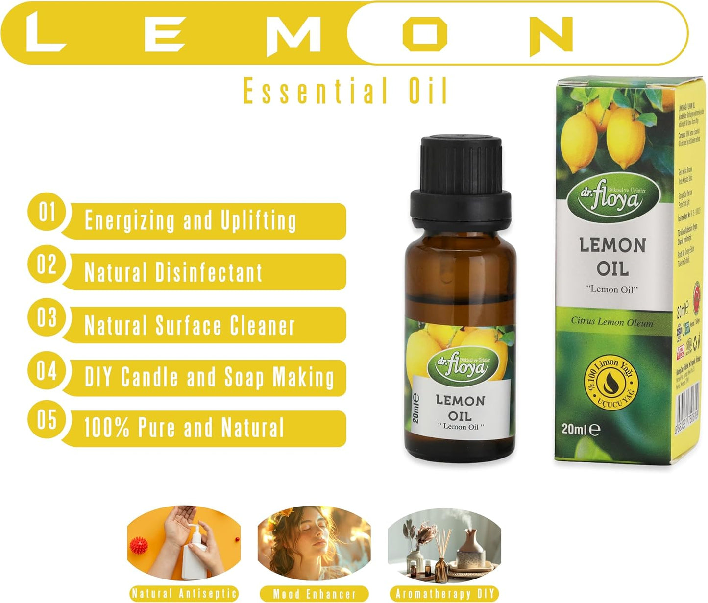 Organic Propolis Extract 30ml & 100% Natural Pure Lemon Essential Oil 20ml | Propolis Alcohol-Free, Immune System Support | DIY, Candle Making for Diffuser