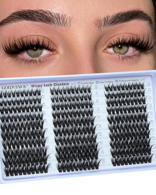 Wispy Lash Clusters Natural DIY Fairy Wet Eyelash Clusters 300 Pcs Cluster Eyelash Extensions Reusable Waterproof Individual Lash (10-16mm CC Curve)