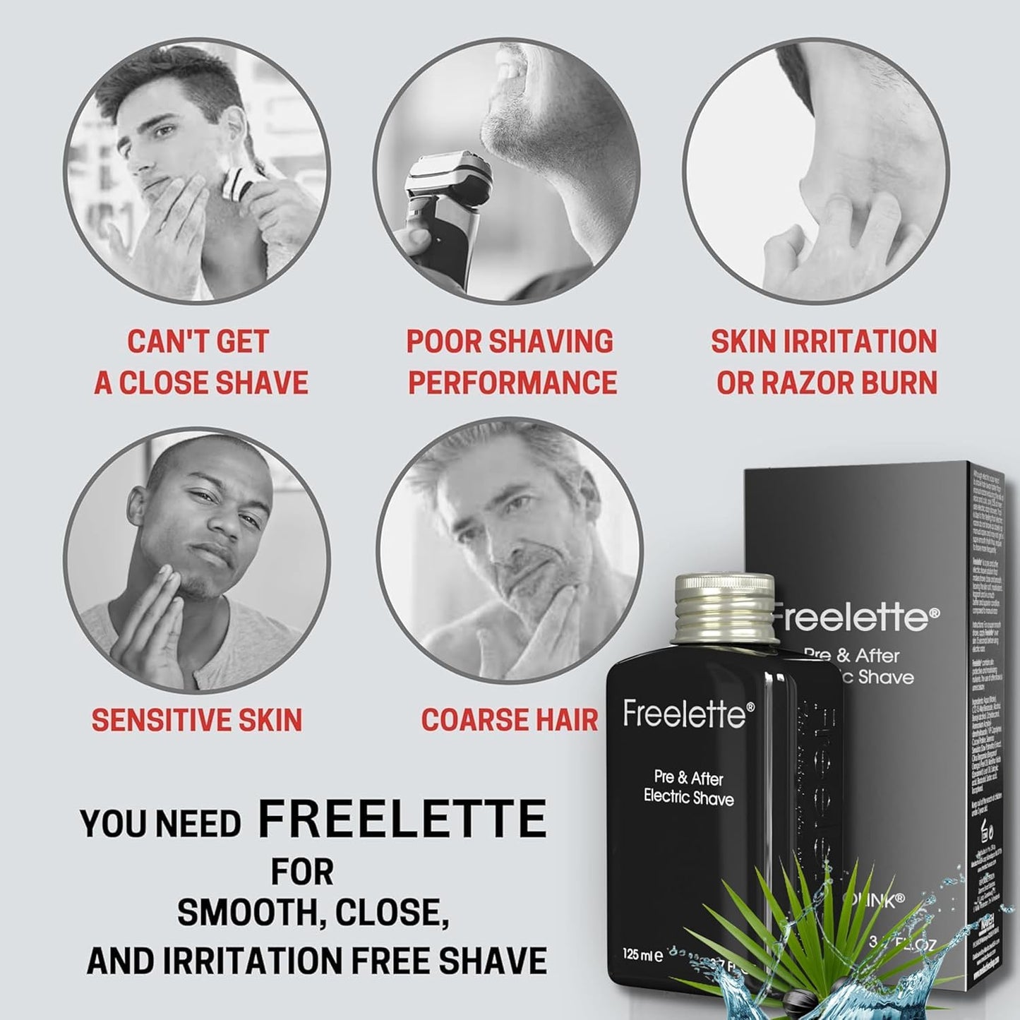 Pre Electric Shave After Shave Lotion Cream - Best For Close Shave - Smooth Irritation-Free Shaving - Shooting and Moisturising Formula Balm. Freelette (Original)
