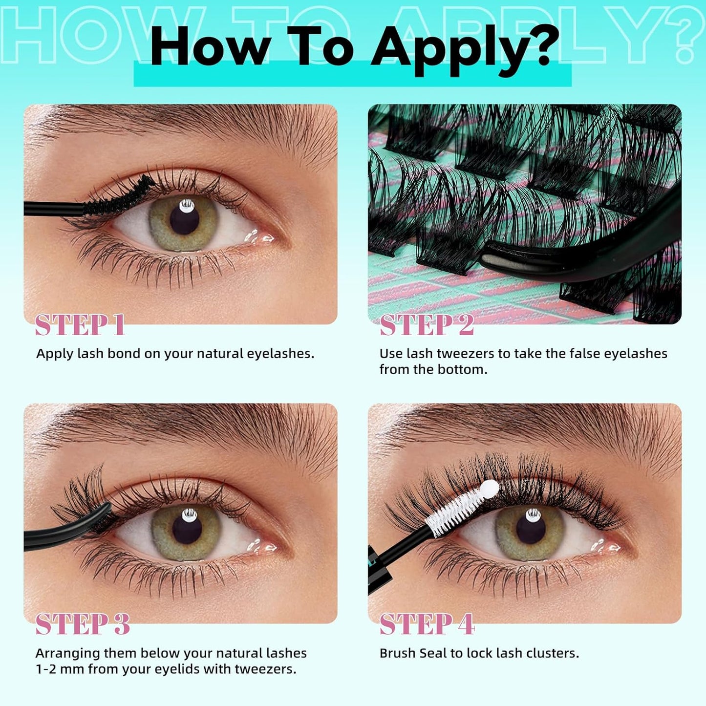 Wispy Lash Clusters Eyelash Extensions 144pcs Individual Lashes Cluster 12mm D Curl Fake Eyelash with Thin Band DIY Cluster Lashes At Home For Beginners (D-12mm)