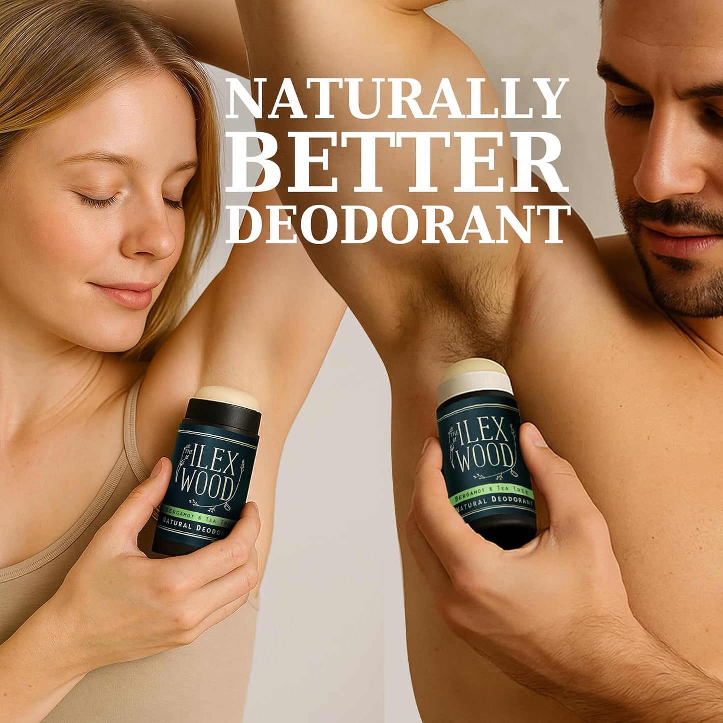 The Ilex Wood - Bergamot and Tea Tree Natural Deodorant - 2.4 fl oz. Natural Deo in Recyclable Cardboard Tube, Vegan, no Plastic, no Alcohol, no Toxins, no Aluminium Salts & Cruelty Free for Women & Men.