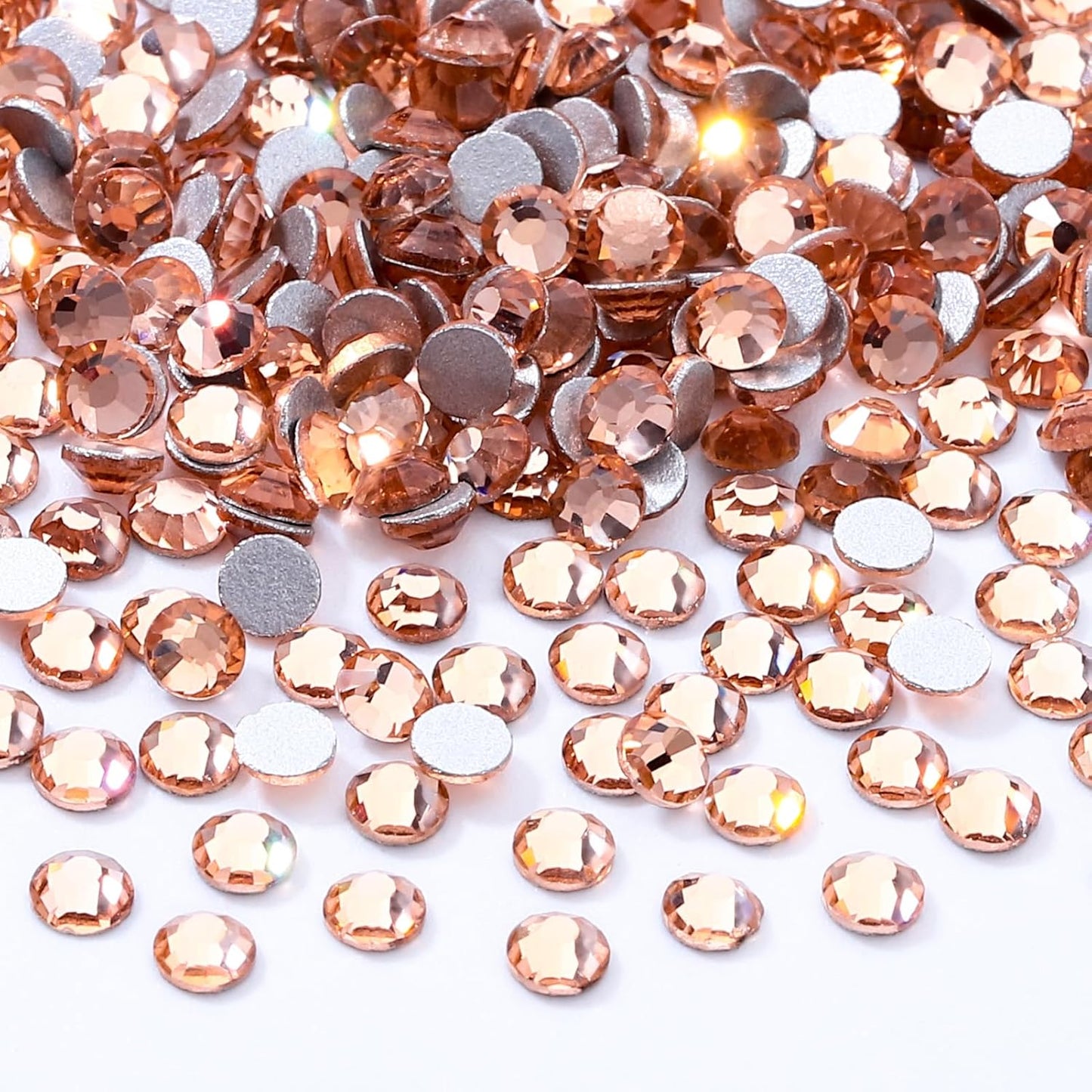 Champagne Flatback Rhinestones, Glass Rhinestones for Nail Art and Craft, Glue Fix, Loose Crystal Gemstones(Champagne, SS8, 2880pcs, 2.3-2.5mm)