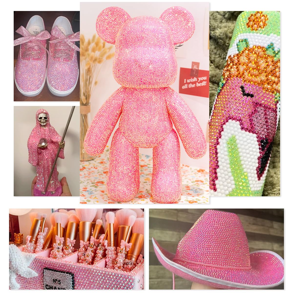 16000PCS Light Pink AB Resin Rhinestones for Crafting 3mm 4mm 5mm Flatback Jelly Stones Bulk Diamonds Crystals Gems Charms for Nails Face Eyes Makeup Tumblers Bottles DIY Crafts Clothes Shoes