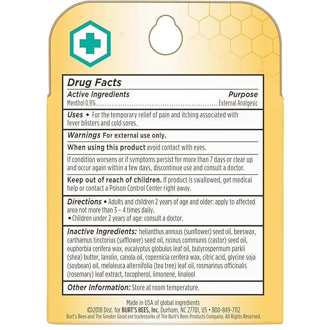 Burt's Bees Medicated Lip Balm, With Eucalyptus Oil and Menthol, Tint-Free, Natural Origin Lip Care, 4 Tubes, 0.15 oz.