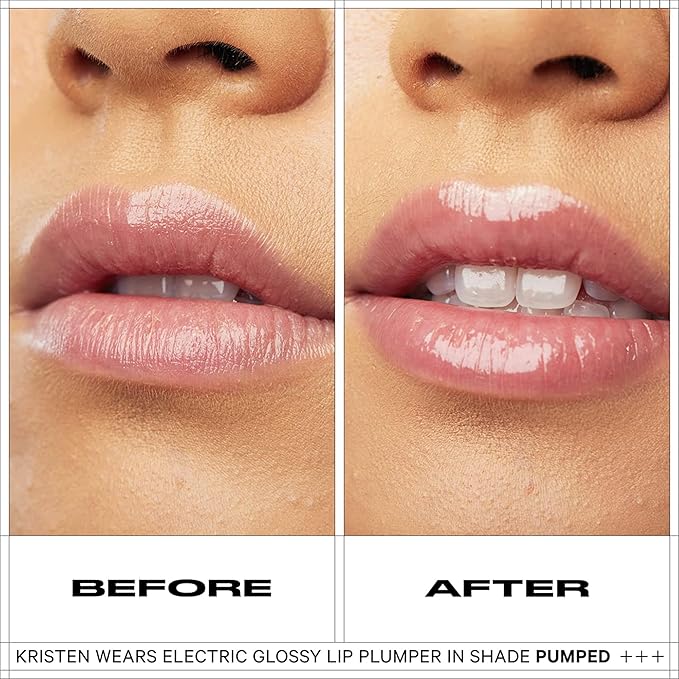 Milk Makeup Electric Glossy Lip Plumper, Pumped (Clear) - 0.3 fl oz - Hydrating Lip Plumper Gloss for Fuller, Smoother, Soft Lips - Vegan, Cruelty Free