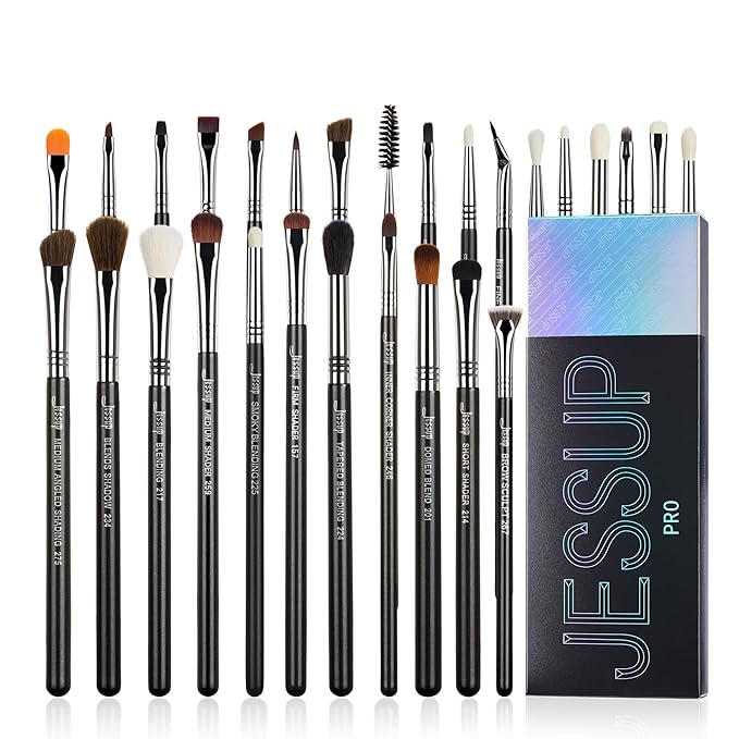 Jessup Eye Makeup Brushes Set Professonal 28pcs Premium Synthetic Eyeshadow Brush Eyeliner Brush Eyebrow Brush Blending Brush for Makeup Black T341