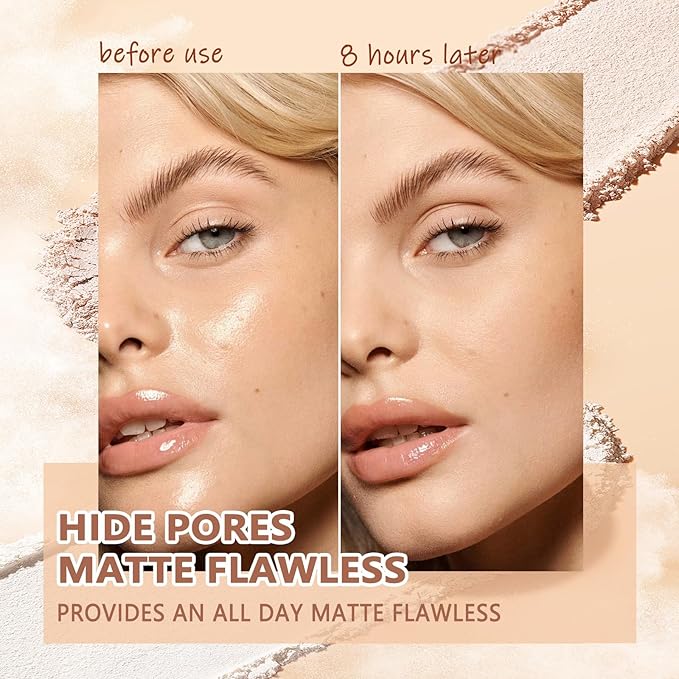 Oil Control Face Pressed Powder,Matte Smooth Flawless Setting Powder Makeup,Waterproof Long Lasting Finishing Powder,Cruelty Free Lightweight Face Cosmetics,0.35Oz(NATURAL BEIGE)