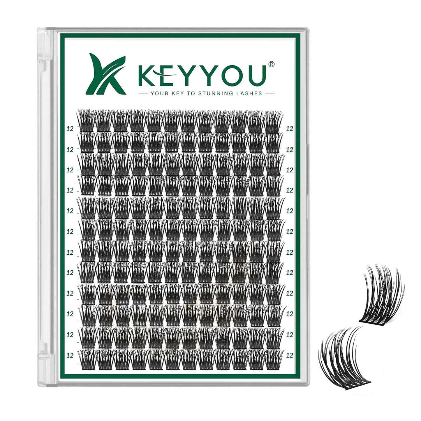Lash Clusters 144pcs Individual Lashes D Curl 12mm Eyelash Clusters KEYYOU Air Touch Cluster Lashes Super Lightweight Soft Wispy Comfortable Easy DIY at Home(Air03-D-12mm)