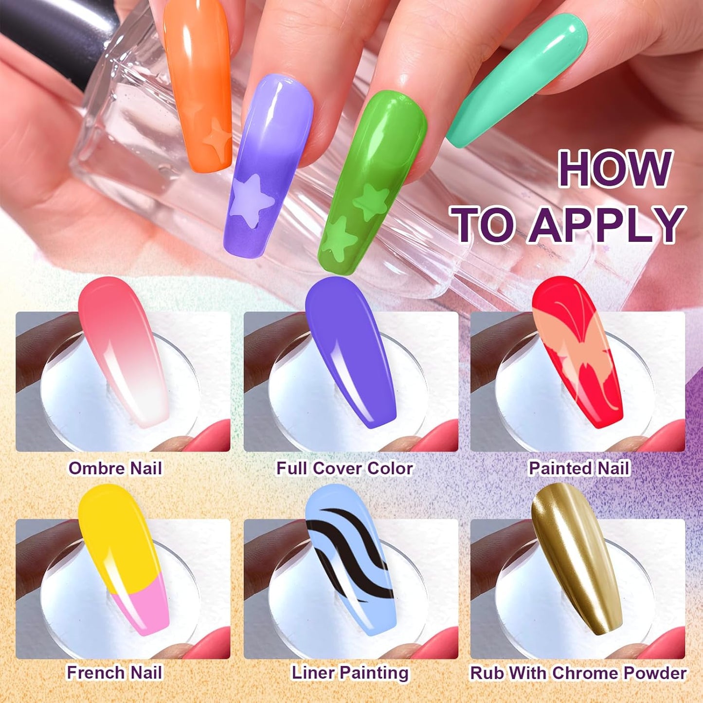 Gradient Painting Gel, 12 Bright Colors Ombre Gel Nail Polish for Pigment Pat Nails Aura Nails, French Manicure DIY Nail Art Long-lasting No-wipe Palette Chroma Carnival