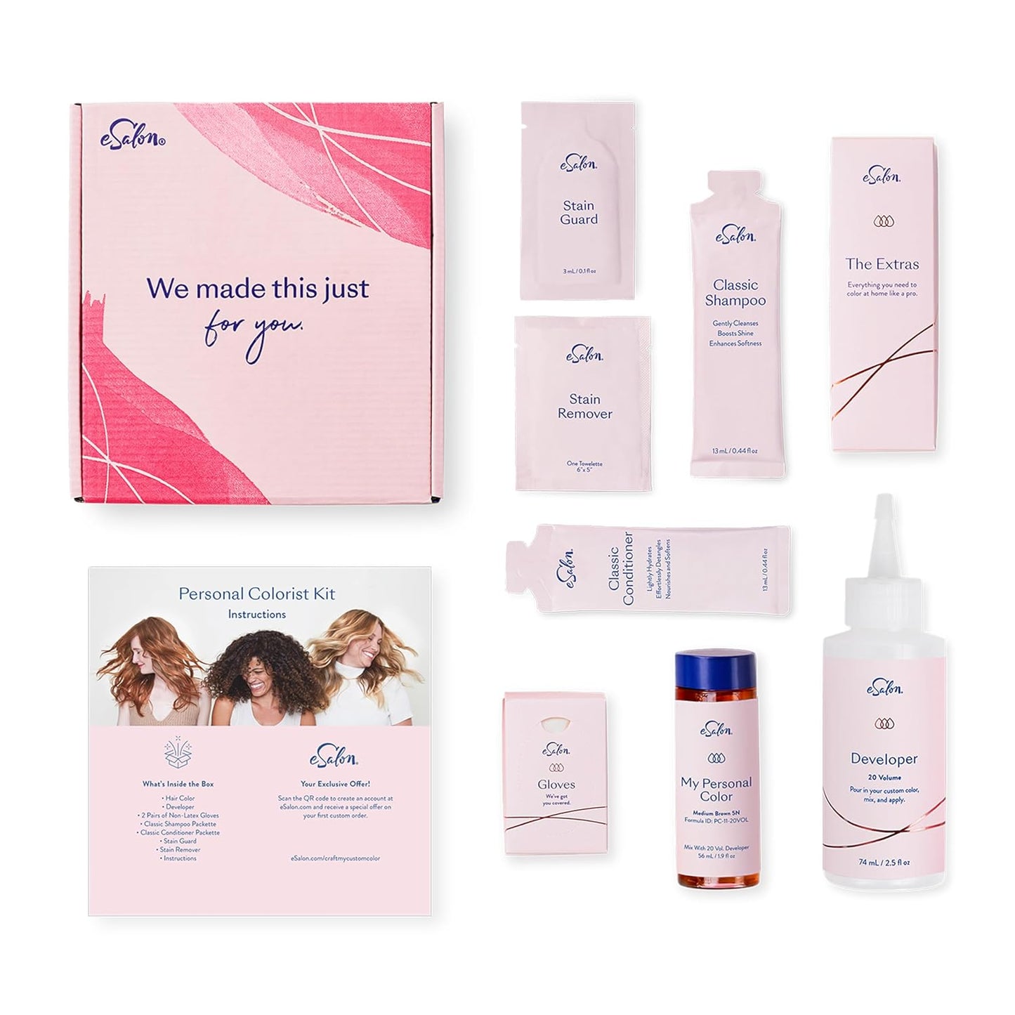 eSalon Permanent Hair Color & Hair Dye Complete Kit - Medium Blonde Strawberry- Personal Colorist Kit for Up To 100% Gray Coverage for All Hair Types - Professional-Grade Ammonia-Free Hair Dye