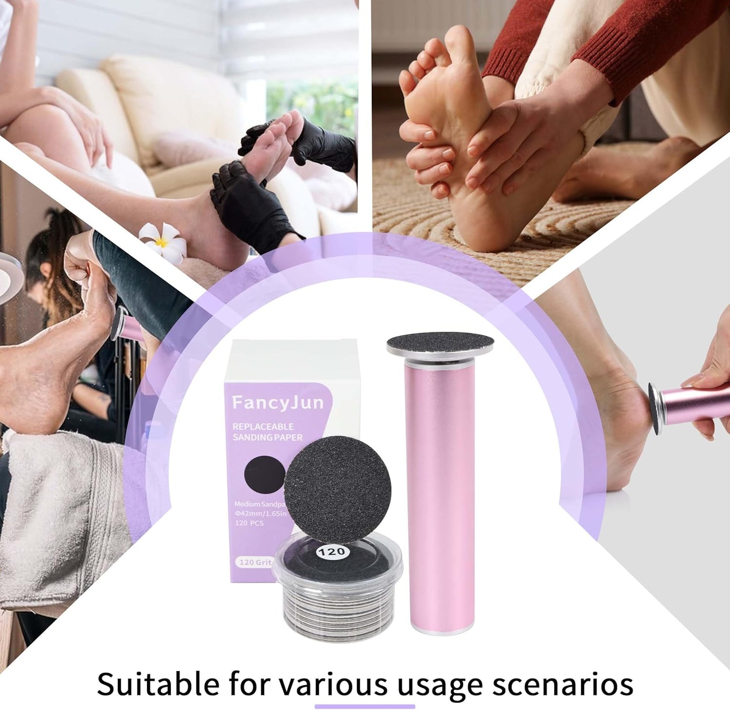 120PCS Coarse 80 Grit Replaceable Sandpaper Discs for Electric Foot Callus Removers - 42mm Heavy-Duty Foot File Refills - Fast Dead Skin & Callus Removal