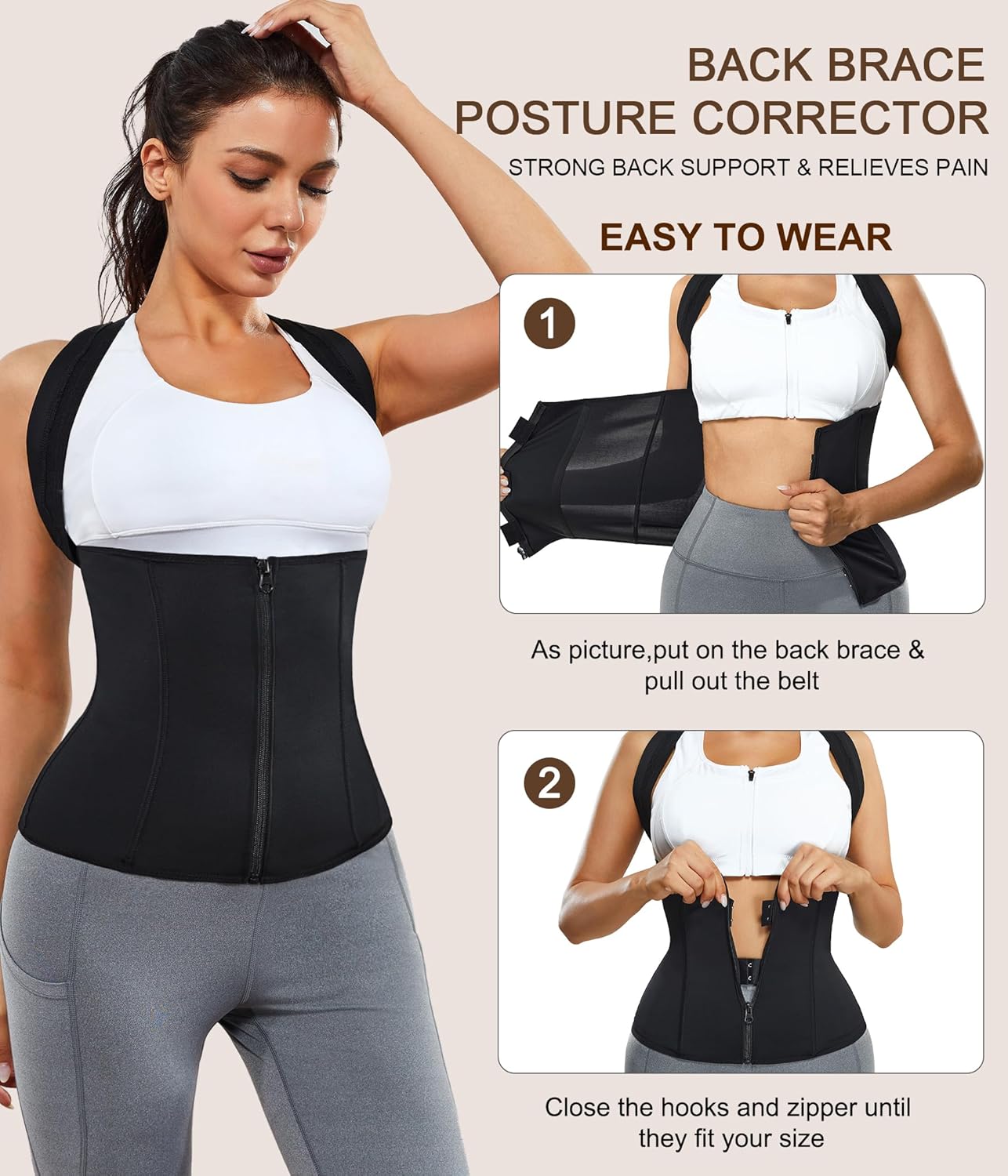 URSEXYLY Women Back Braces Posture Corrector Waist Trainer Vests Tummy Control Body Shapers for Spinal Neck Shoulder and Upper Back Support (3XL, Black)
