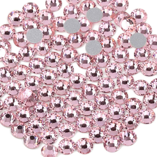 beadsland Flat Back Crystal Rhinestones Round Gems, Light Pink (3.8-4.0mm) SS16/1440pcs