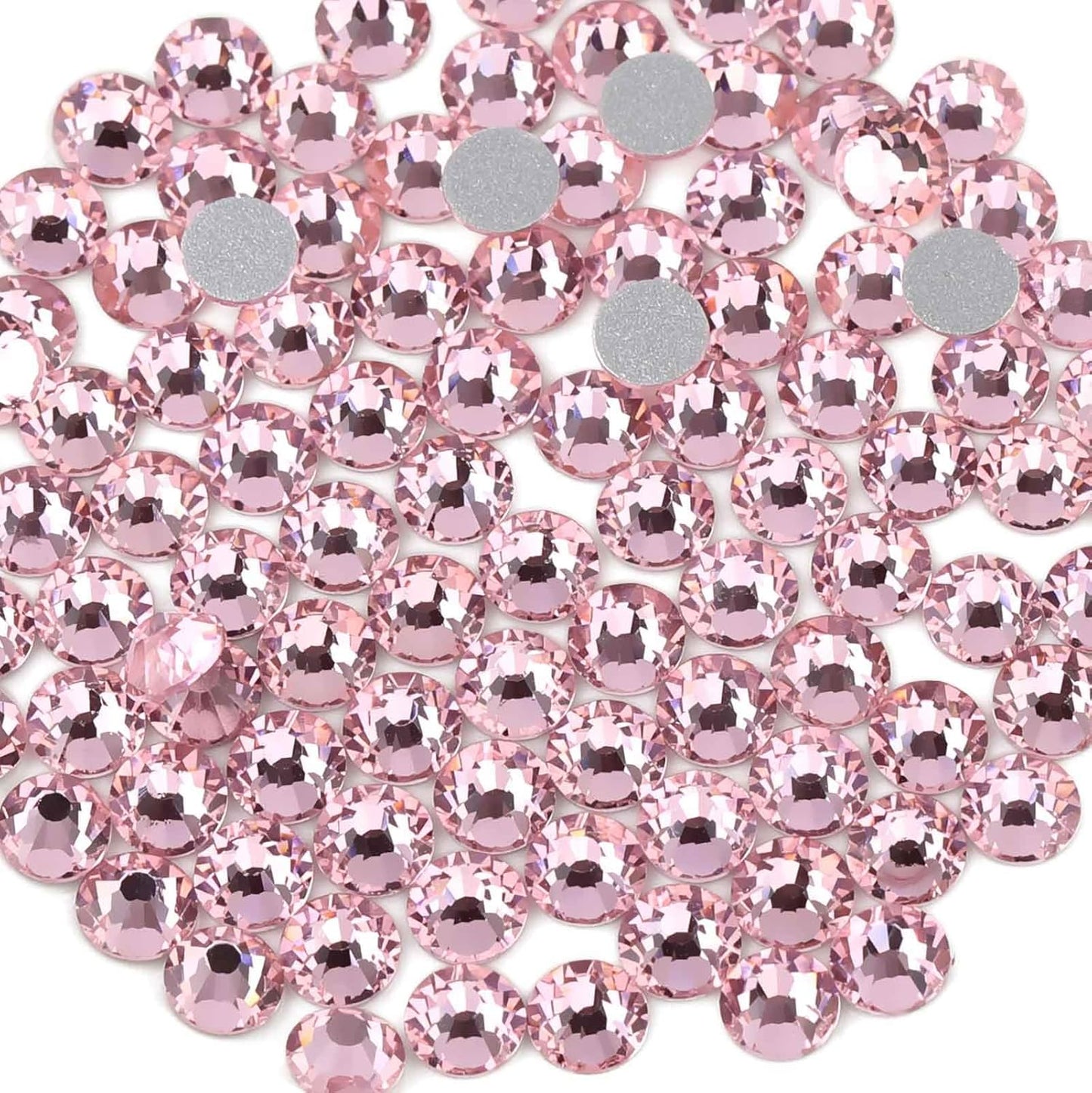 beadsland Flat Back Crystal Rhinestones Round Gems, Light Pink (2.7-2.8mm) SS10/1440pcs
