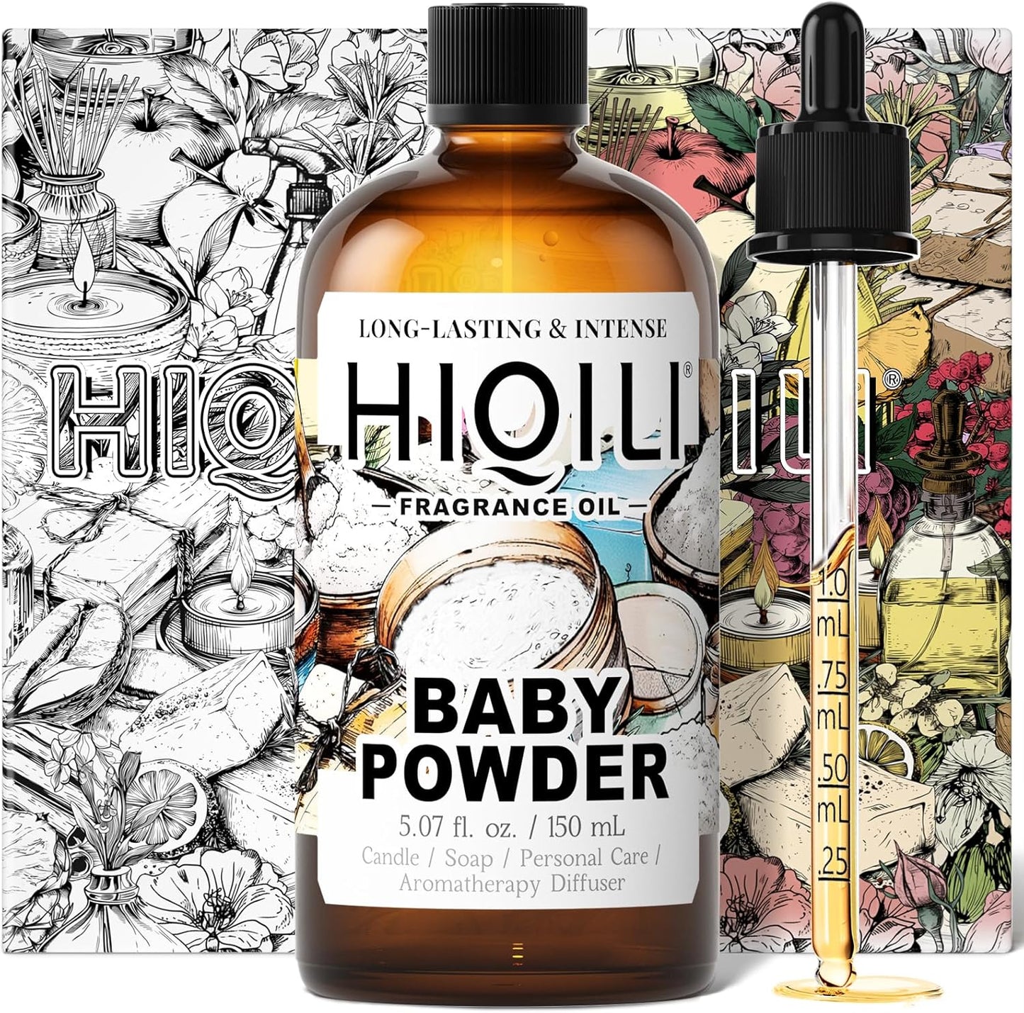 HIQILI Baby Powder Fragrance Oil - for Body Oils, Laundry Detergent, Candle, Perfumes & Soap Making, and Home Diffusers Use - 5.07 Fl Oz