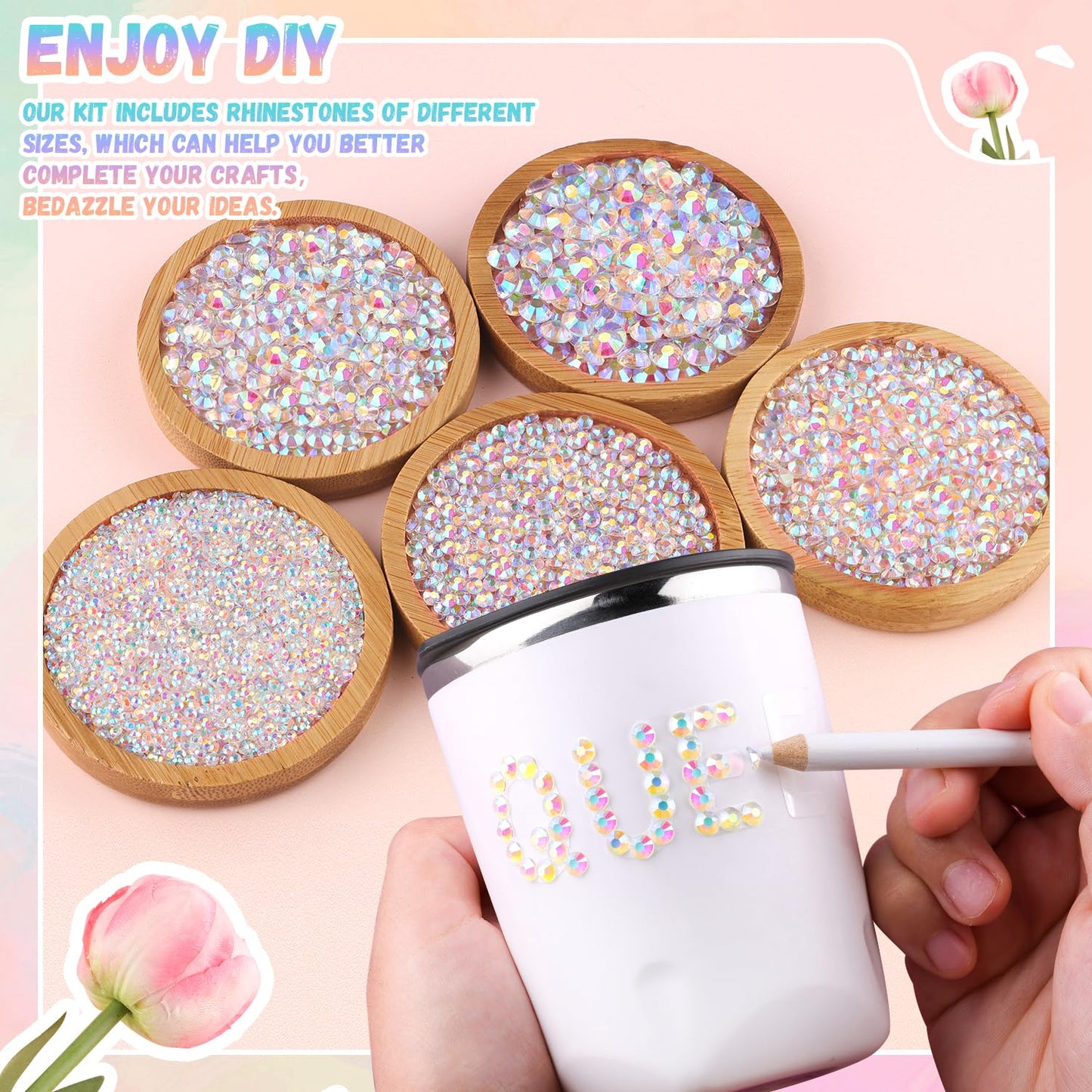 30000Pcs Resin Rhinestones for Bedazzling with 3Pcs B7000 Jewelry Glue, Transparent AB Flatback Gems Rhinestones for Crafting, Clothing Tumblers Mugs Shoes Fabric Decor Nail Art