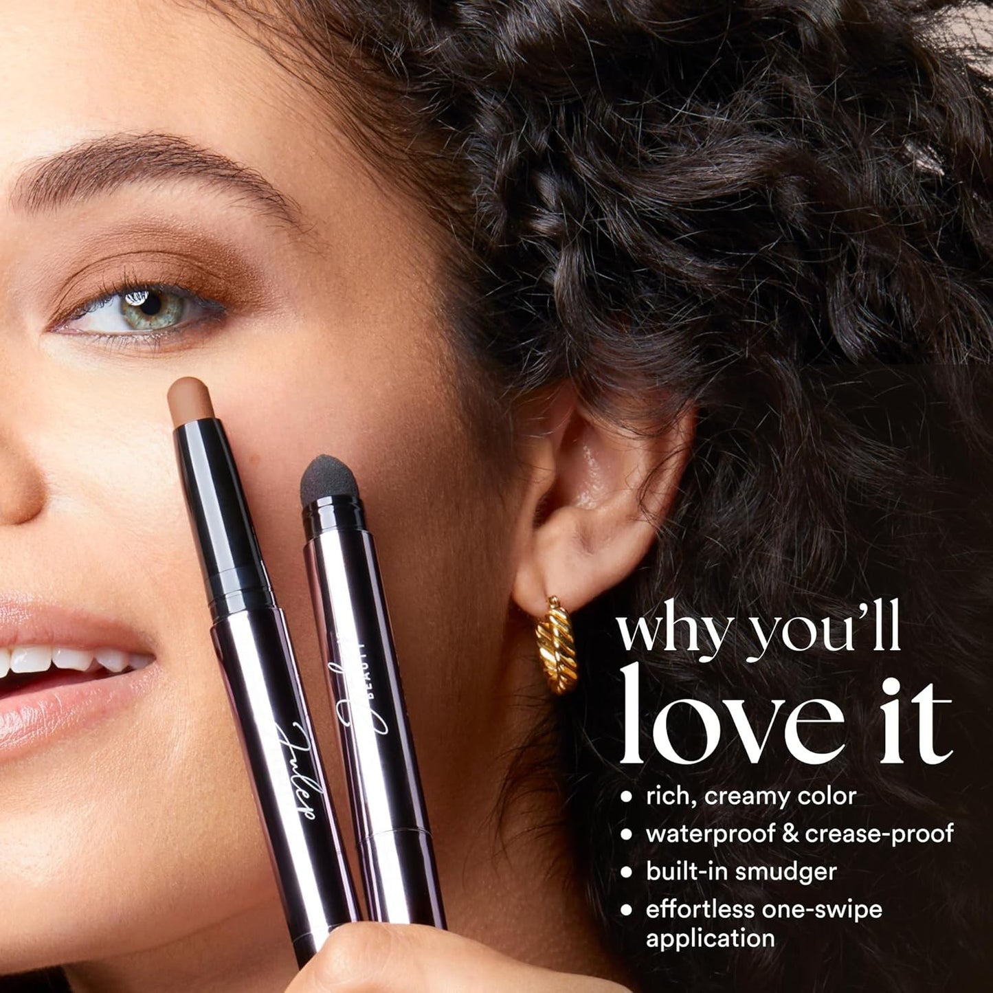 Julep Eyeshadow 101 Cream-to-Powder Waterproof Shadow Stick – Midnight Blue Shimmer – Long-Lasting, Crease-Proof, Dark Blue Shimmer Cream Eyeshadow with Built-in Smudger