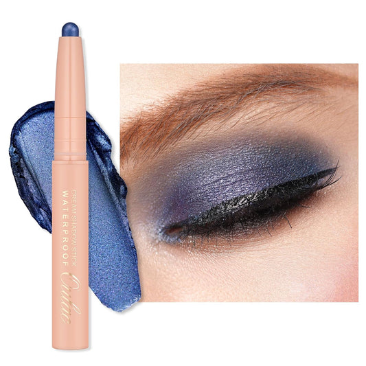 Oulac Waterproof Eye Shadow Stick Smooth and Long Lasting, Shimmering Glitter Finish, Blendable Eyes Makeup, Vegan & Cruelty-Free 3.8g, 20 Navy Velvet
