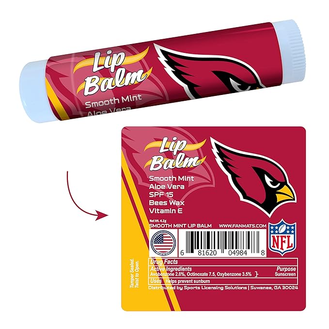 FANMATS 34603 Arizona Cardinals Smooth Mint SPF 15 Lip Balm