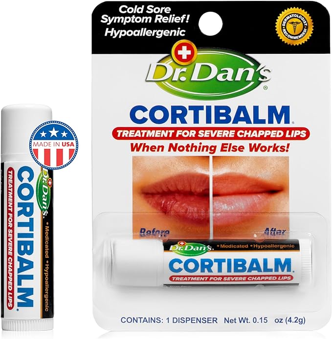 Dr. Dan's Cortibalm - 1 Pack - for Dry Cracked Lips - Healing Lip Balm for Severely Chapped Lips - Designed for Men, Women and Children