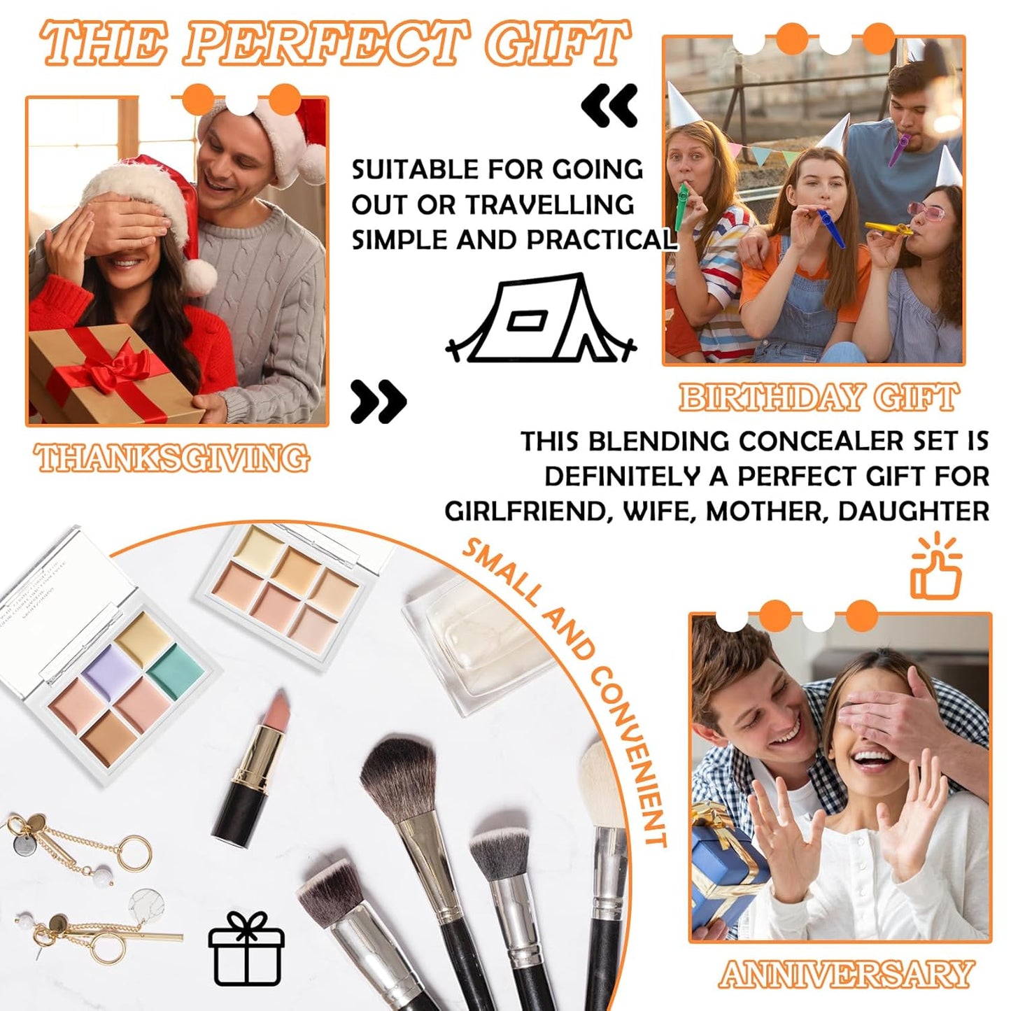 12 Colors Correcting Concealer Contour Makeup Palette, 6 in 1 Color Corrector Palette,Highlighting Concealer Palette Contouring Liquid Foundation Makeup Kit with Brush（2PCS）