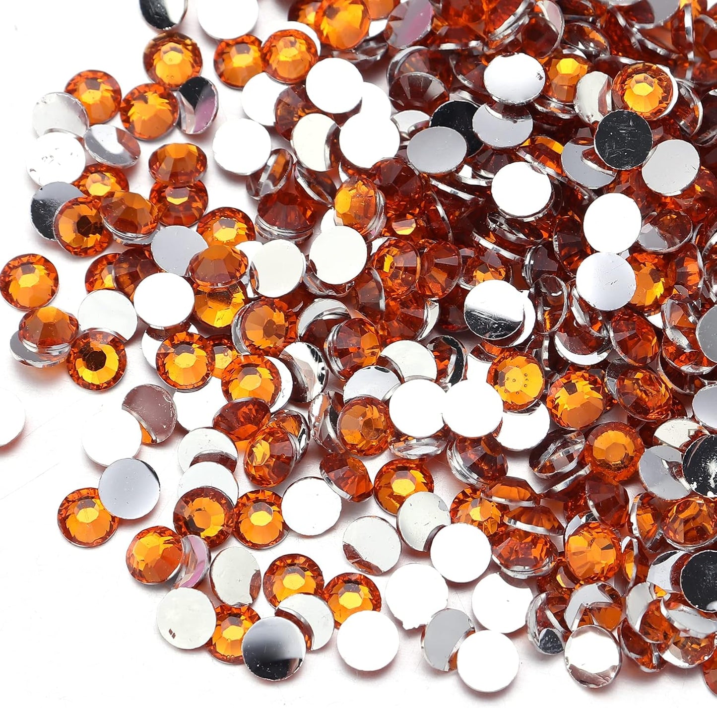 Multi Size 3mm 4mm 5mm Rhinestones Set for Nails Crafts Orange Non Hotfix Rhinestones Nail Gems Rhinestone Round Flat Back Resin Rhinestone for Makeup Clothes Shoes Eyes Bottles Crafts