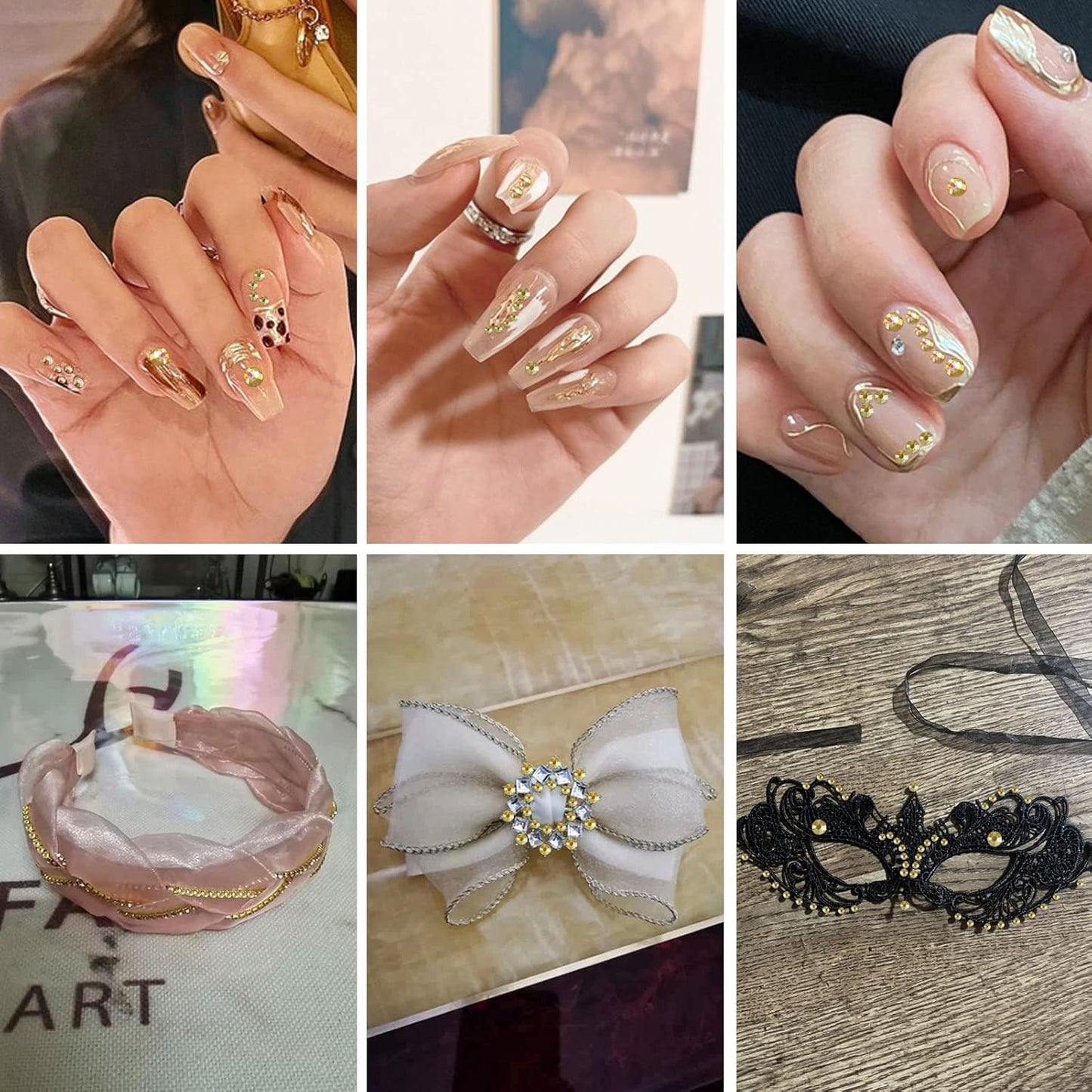 Beadsland 2880pcs Flat Back Crystal Rhinestones Round Gems for Nail Art and Craft Glue Fix,Metal Sunlight,SS4,1.5-1.7mm