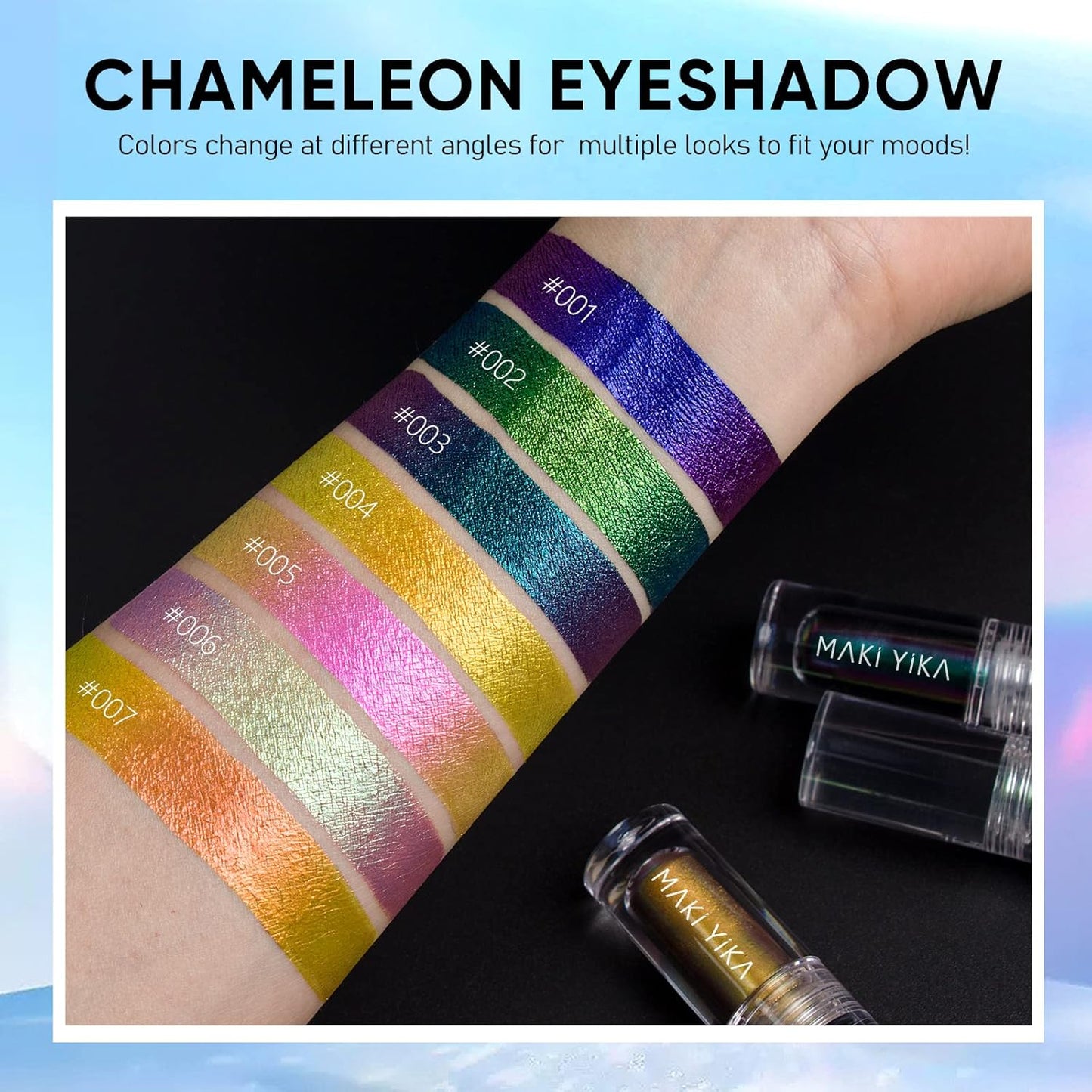MAKI YIKA Glitter Eyeshadow Rose Pink Liquid Multichrome Eyeshadows Long Lasting, Metallic Chameleon Eye Shadow Smudgeproof Holographic Eye Topper Glitters (#5 Moonbow)