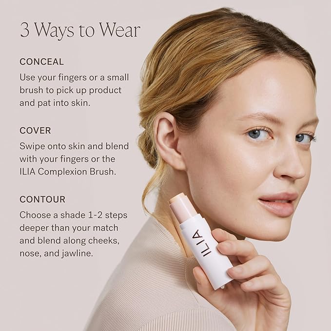 ILIA - Skin Rewind Complexion Stick - Foundation + Concealer + Skincare | Non-Toxic, Vegan, Cruelty-Free, Clean Makeup (33N - Palm, 0.35 oz | 10 g)