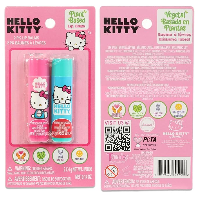 Hello Kitty Lip Balm Tubes - Bundle with 8 Hello Kitty Lip Balms in Assorted Flavors for Party Favors Plus Hello Kitty Stickers, Sticker Activity Book, More | Hello Kitty Party Favors