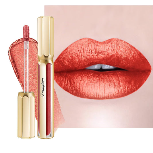Red Lipsticks for Women Metallic Lipstick Long Lasting Non Stick Cup Lip Gloss, Shimmer Lightweight Hydrating Full Coverage Lip Color, DP116 Expectation