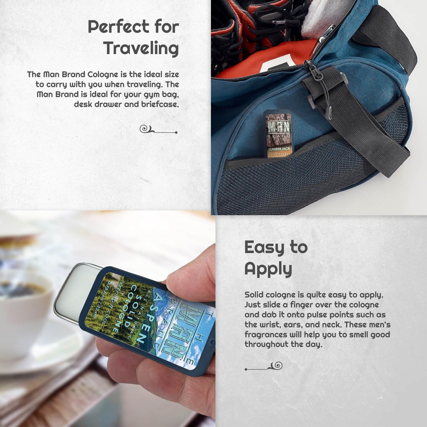 Solid Cologne Sample Set of 3 with Cedarwood Blend, Lumberjack and Aspen Solid Cologne - Mens fragrance Sampler Set - (The Forest - 3 Pack - 0.75 oz each)