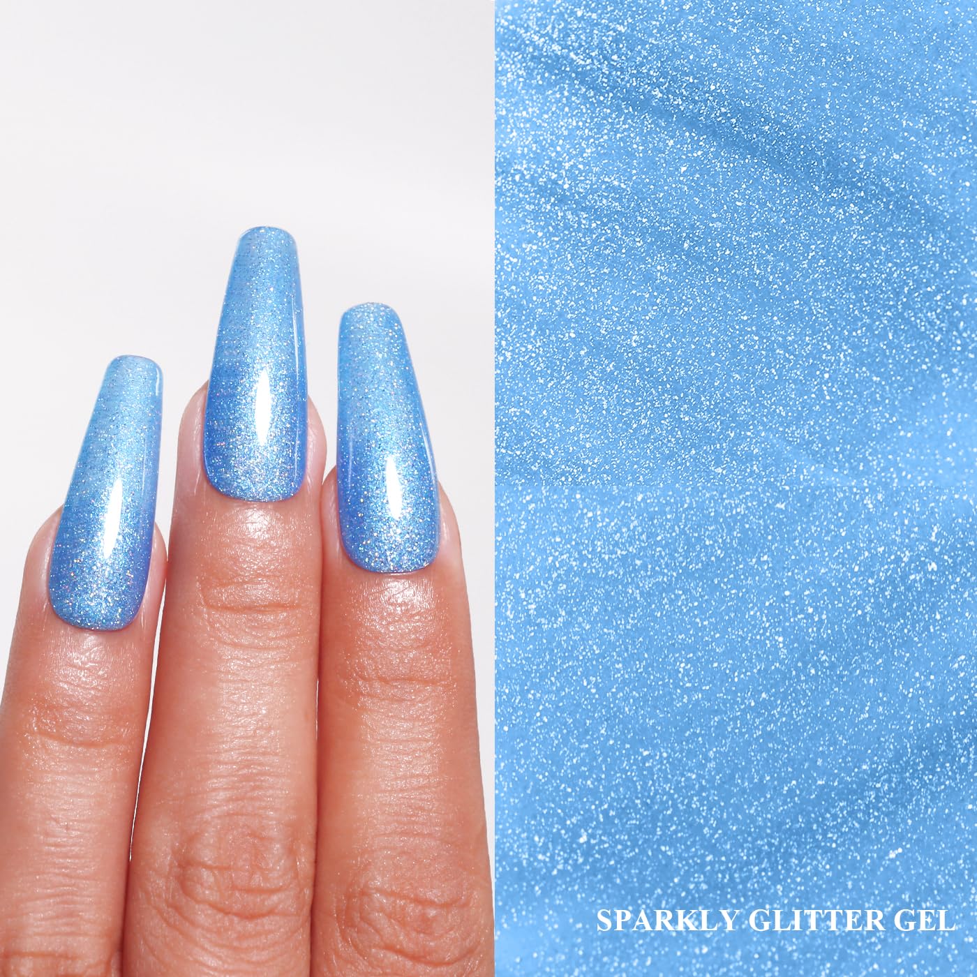 Imtiti Glitter Gel Nail Polish, Bright Blue Glitter Nail Gel Polish Diamond Shimmer Sparkle Soak Off UV LED Spring Summer Manicure 10ML