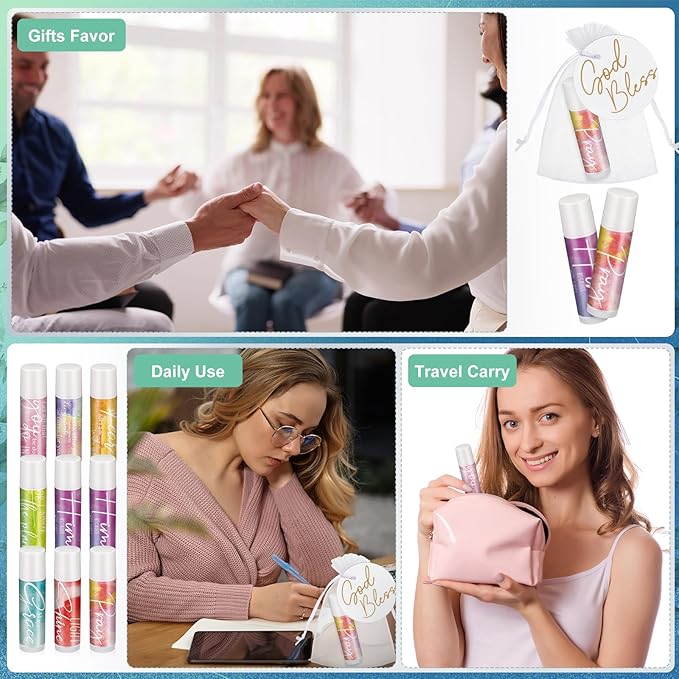 Fumete 50 Sets Christian Lip Balms Bulk Gift for Women Religious Bible Verse Lip Balm Faith Inspirational Scripture Gifts for Church Party Favor Friend Teacher Coworker