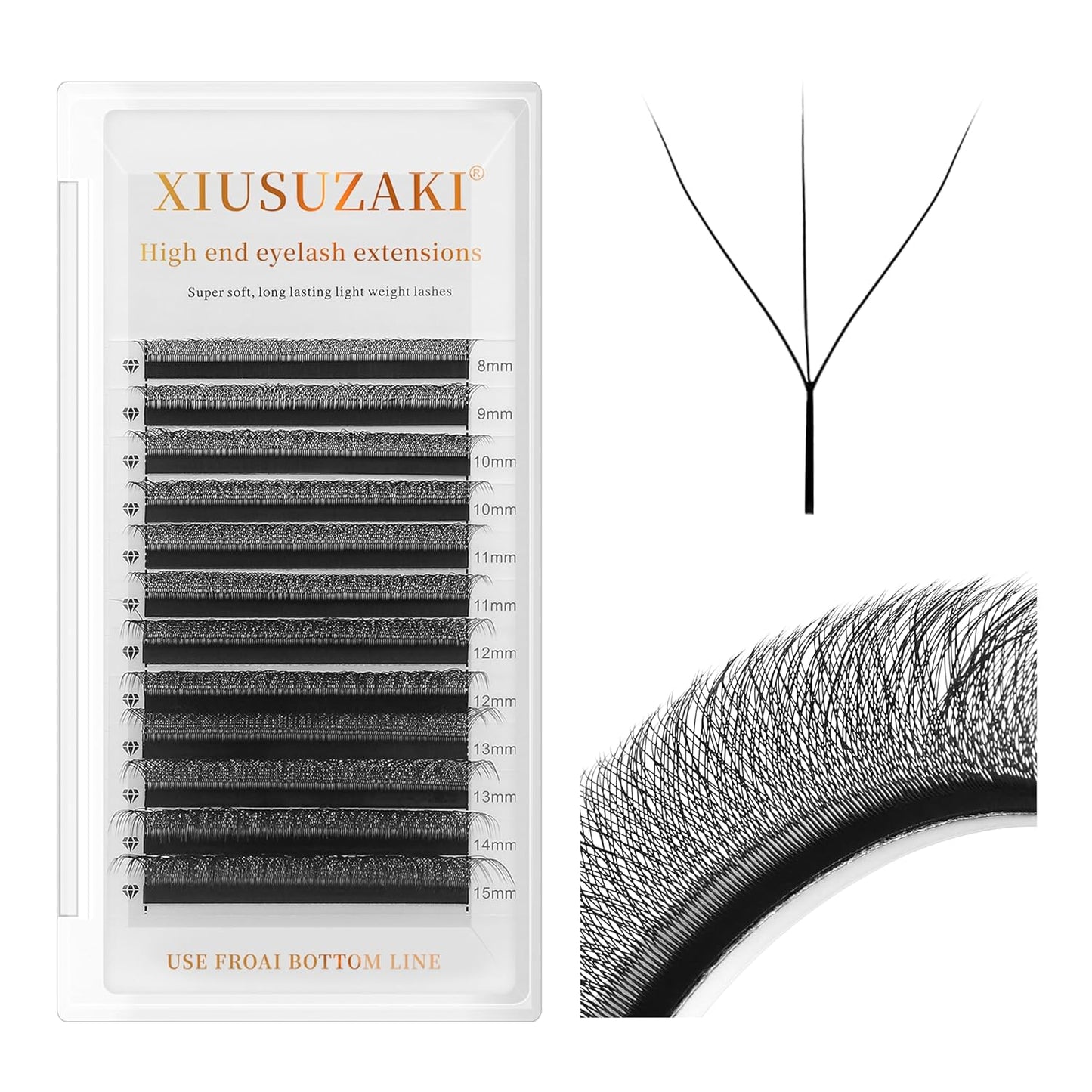 W Lash Extensions Supplies 3D Eyelash Extensions W Shape 0.07mm Thickness C Curl 13mm Premade Fans Easy Fan Lashes Volume Matte Black 12 Rows Crisscross Eye Lashes(W-3D-0.07-C,13mm)
