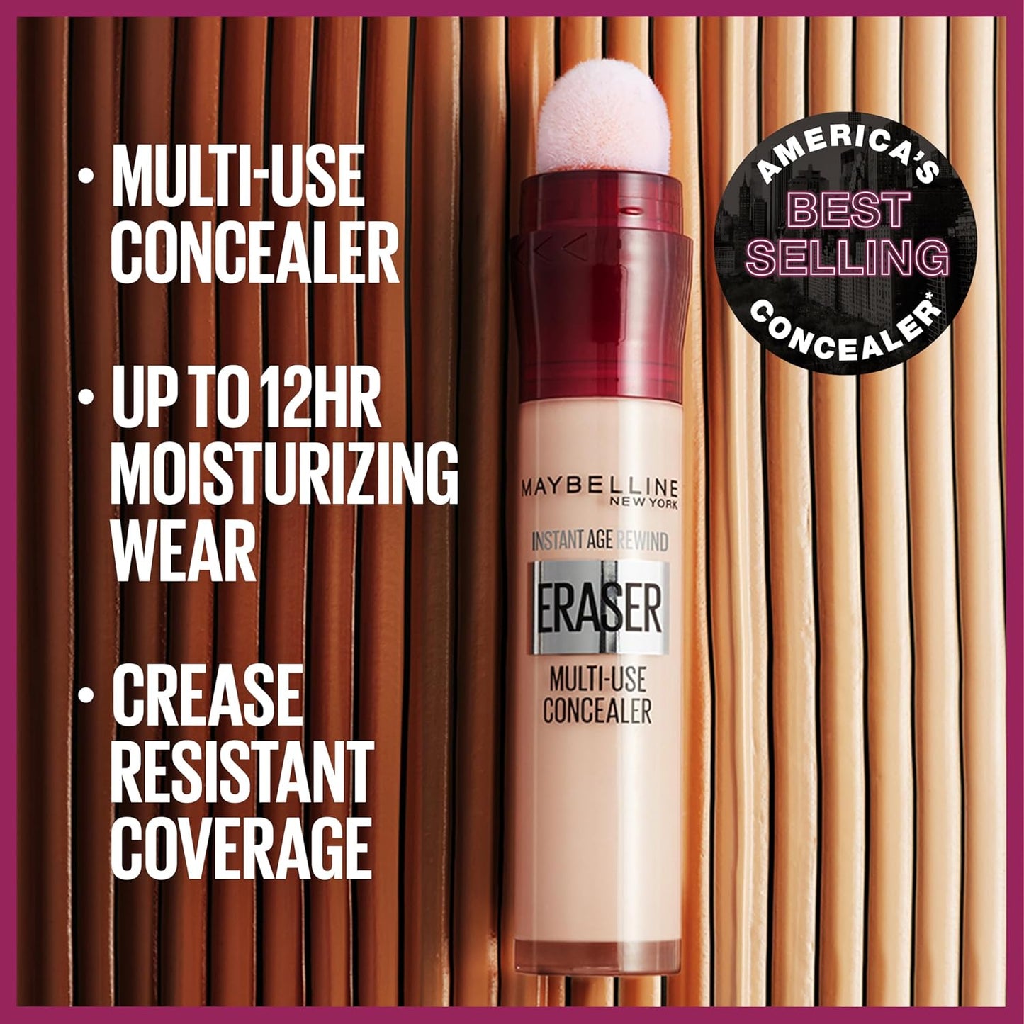 Maybelline Instant Age Rewind Instant Eraser Multi-Use Concealer, Crease-Resistant Coverage, Up to 12HR Moisturizing Wear, 143, 1 Count