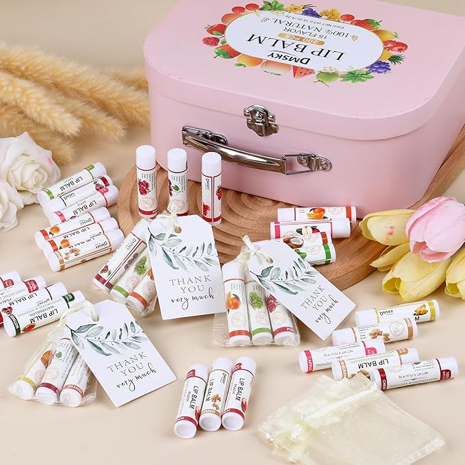 DMSKY 200 Pack Lip Balm, Natural Lip Balm Bulk with Vitamin E and Coconut Oil, Moisturizing Soothing Chapped Lips, Gifts for Women Stocking Stuffers Party Favors