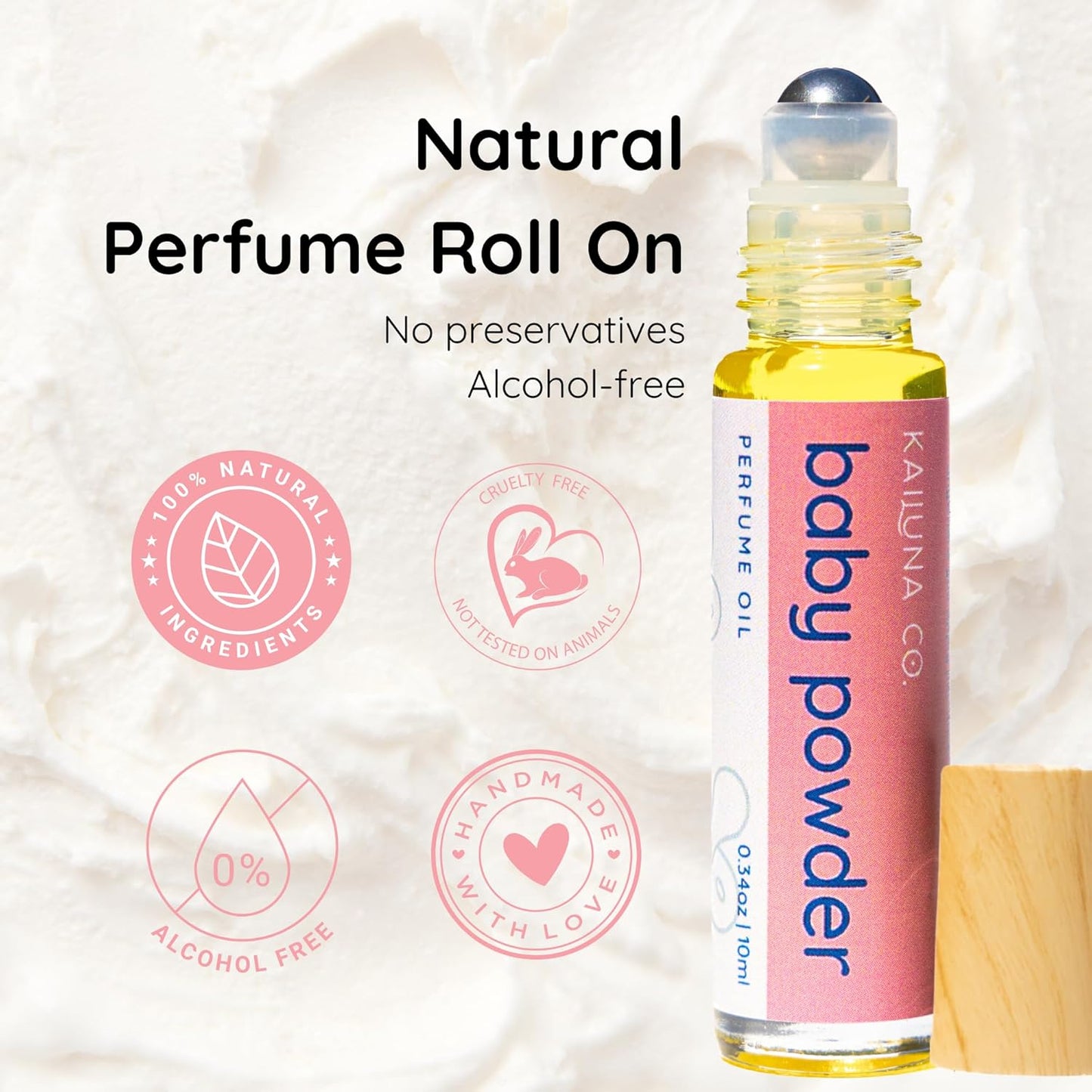 Baby Powder Pure Essential and Fragrance Oil Perfume Roll On with Pure Organic Jojoba Oil, Alcohol Free, Handmade in California