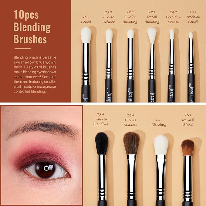Jessup Eye Makeup Brushes Set Professonal 28pcs Premium Synthetic Eyeshadow Brush Eyeliner Brush Eyebrow Brush Blending Brush for Makeup Black T341