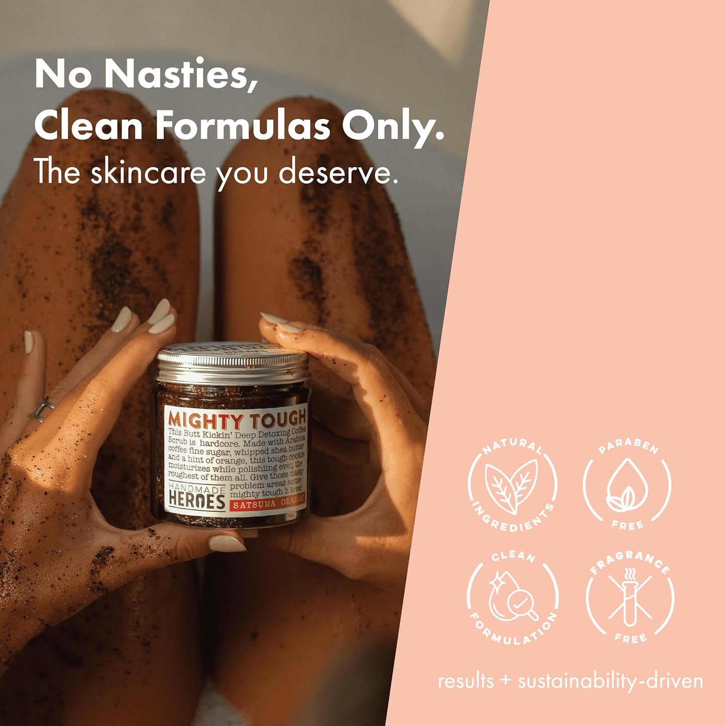 Coffee Scrub Foot & Body Exfoliator Infused with Vitamin E and Orange Peel Natural Exfoliating Sugar Body Scrub for Toning Cellulite Skin Care by Handmade Heroes