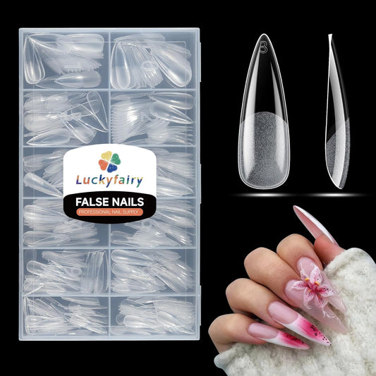 Long Stiletto Gel Nail Tips Full Cover 360pcs Long Stiletto Almond Fake Clear Nails Tips Half Matte Acrylic Press on Nails for Nail Extension DIY Art Salon 12 Sizes