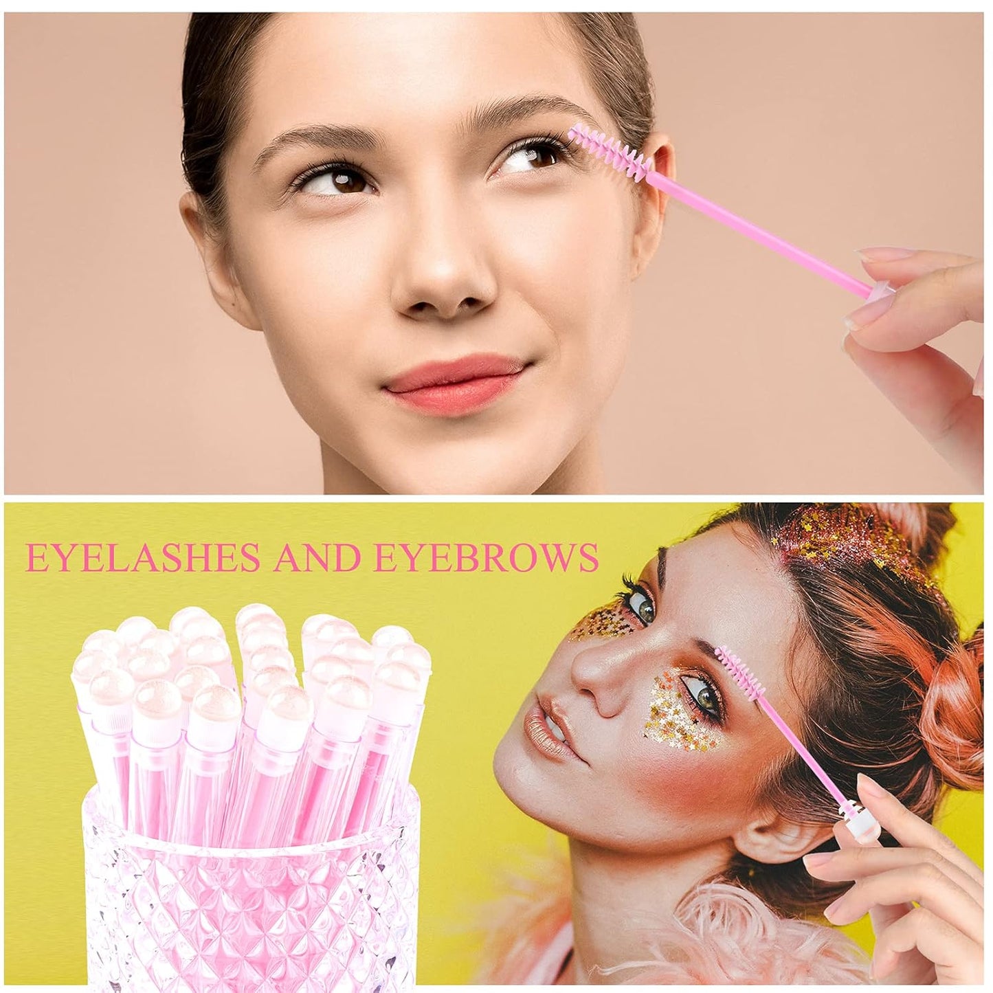 20 Pieces Disposable Mascara Brushes Eyelash Brush Wand Diamond Mascara Wands with Tube Makeup Tool Lash Spoolies Sanitary Brushes Lash Extension Supplies (Tube Sky Pink 20)