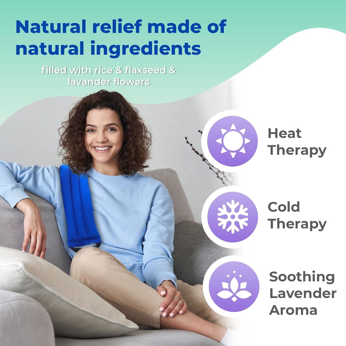 Microwavable Heating Pads for Lower Back, Neck, and Shoulder Pain Relief - Moist Microwave Heating Pad for Muscles and Joints - Microwave Hot Pack Heat Pad for Cramps -2 Heat Pack Blue-Lavender Scent