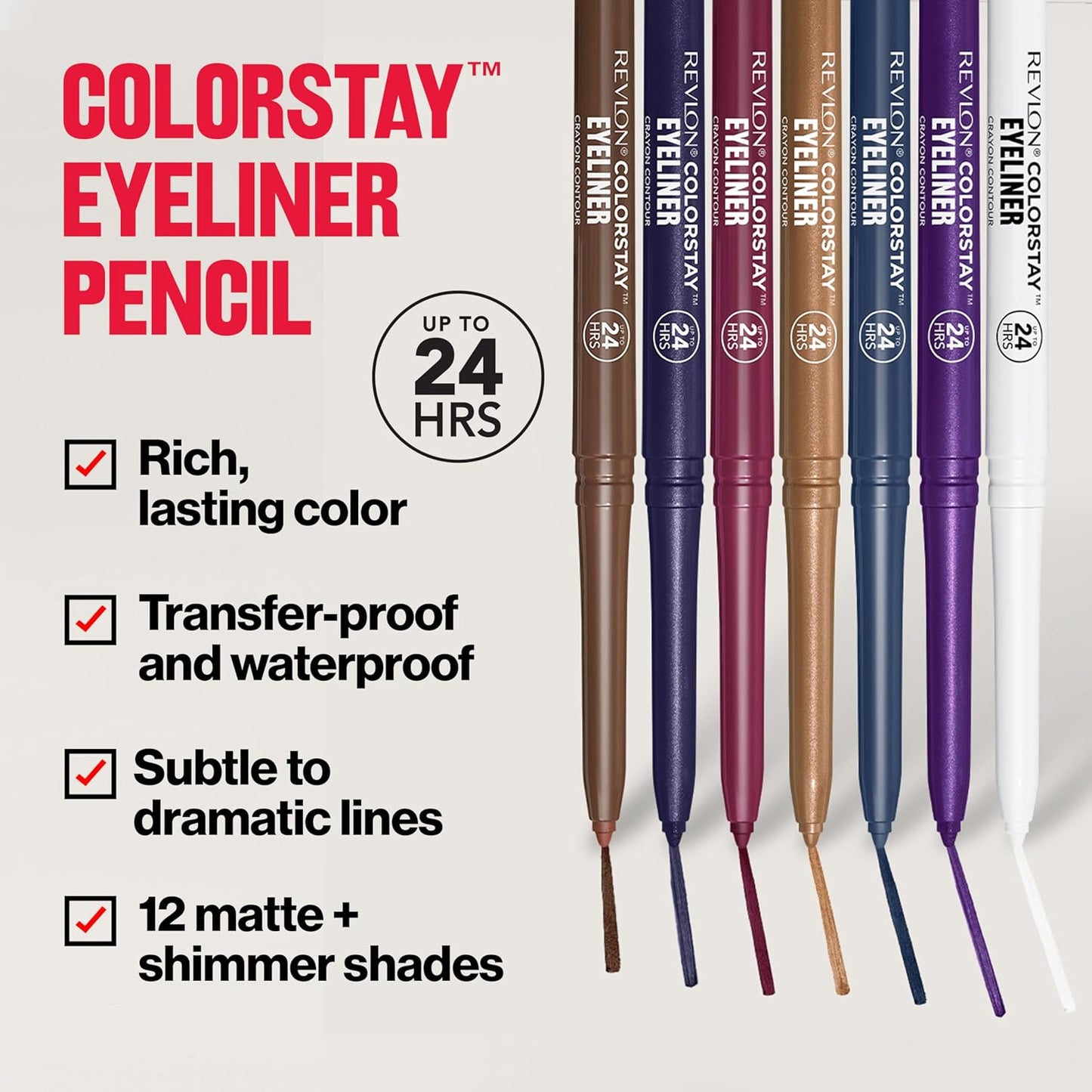 REVLON ColorStay Pencil Waterproof Eyeliner, Smudge-Proof, Eye Makeup with Built-In Sharpener, 212 Bronze, 0.01 oz