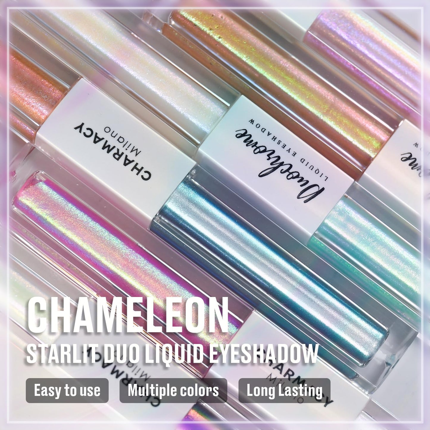CHARMACY 2 in 1 Starlit Duochrome Liquid Eyeshadow, Glitter Sparkle Colorful Liquid Eyeliner, Quick Drying, High Pigmented, Long lasting Holographic Glitter Multichrome Eye Makeup #06
