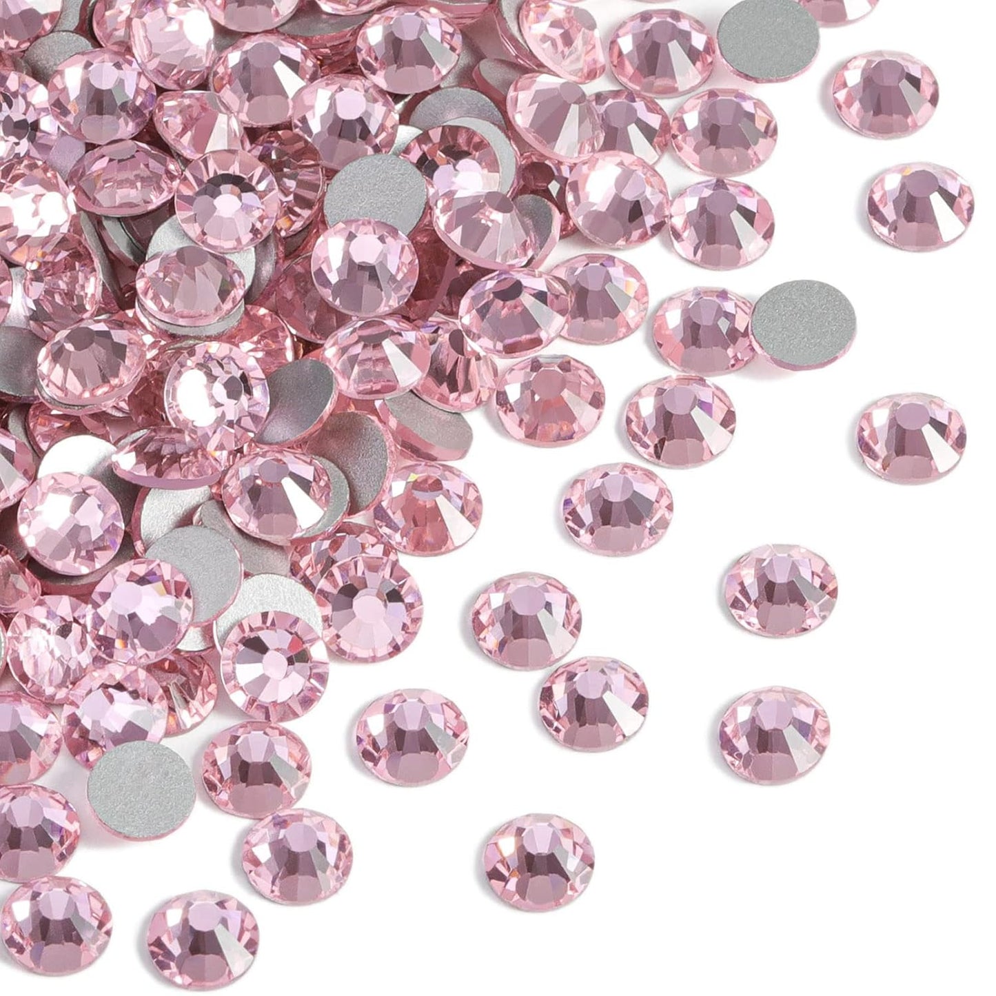 beadsland Flat Back Crystal Rhinestones Round Gems, Light Pink (3.8-4.0mm) SS16/1440pcs